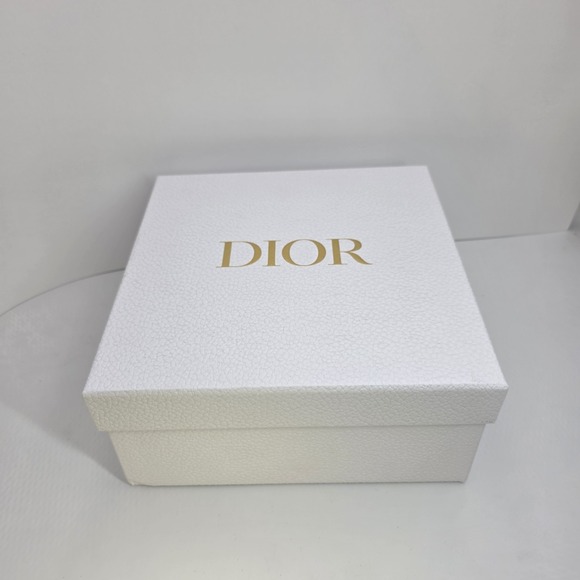 Dior Accessories - Christian Dior Empty Gift Box8.5x8.5x4 White Pebble‎ Texture Gold Logo Storage